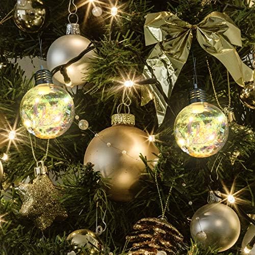 BESPORTBLE DE CRĂCIUN DECORMĂ 4 PCS Mingea de Crăciun cu lumini Arbore de Crăciun Decor de pomare Pandantiv de Crăciun
