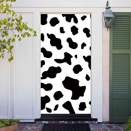 Alb-negru vacă fermă animale ușă banner Consumabile vacă fotografie fundal Happy Birthday copii Baby Shower Party ușă Banner