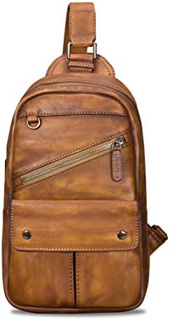 Genuine piele Sling Bag pentru barbati Vintage Handmade Crossbody Daypack Retro drumeții rucsac piept sac Casual umăr sac Sling
