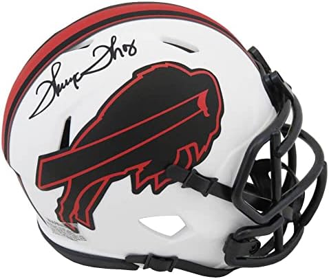 Thurman Thomas a semnat Buffalo Bills eclipsa lunară albă mată Riddell Speed mini cască-Mini căști NFL cu autograf