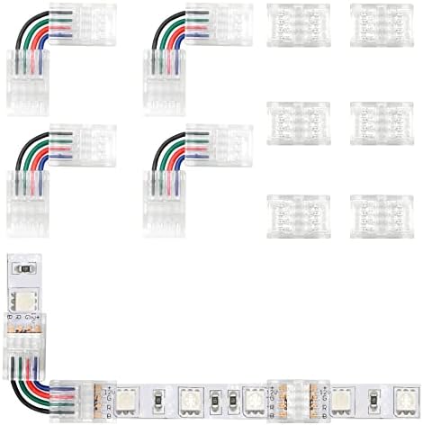 Arotelicht RGB Strip Light Conectori cu 4 pini, 10buc Conectori transparenți de iluminat fără sudură, conector de lumină cu