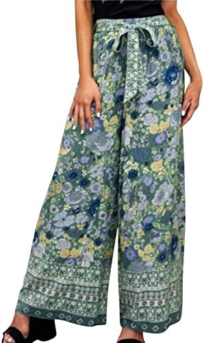 Yuhaotin trageți pantaloni de rochie pentru femei flalare femei moi moale activ activ pantaloni înalte floral casual talie