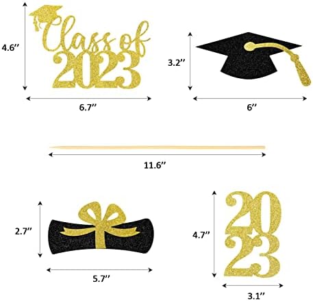 24 de piese Piese centrale pentru petreceri de absolvire pentru mese 2023 sclipici auriu Piese centrale de absolvire clasa