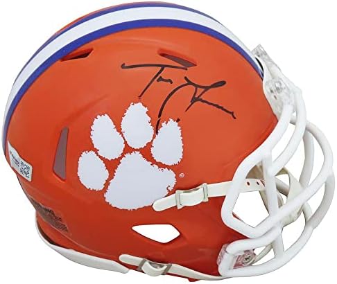 Trevor Lawrence a semnat mini cască Clemson Tigers Riddell Speed-mini căști NFL cu autograf