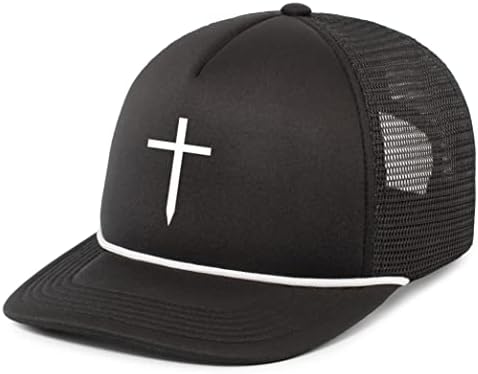 Mens Christian Cross Crucea de Crustiți Crustiți Crustiți Froazie Față din Față Mesh Back Back Trucker pălărie