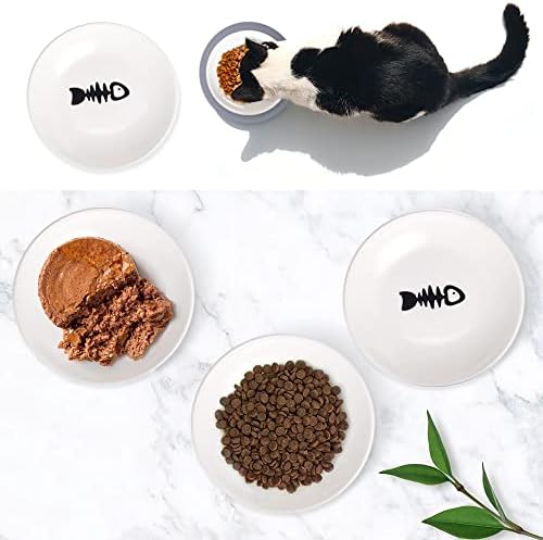 pawstrip mâncare superficială pentru pisici Farfurii ceramice pentru pisici pentru mâncare umedă castron plat pentru pisici