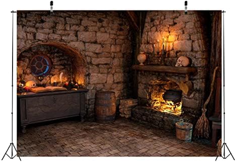 BELECO 10x8ft țesătură vrăjitoare înfricoșătoare fundal cabană Halloween cameră magică vrăjitoare bucătărie șemineu poțiune