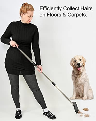 Home-X Pet îndepărtând mătură, covor și mătură de podea, lungime de mâner reglabilă, măturător de cauciuc, rachetă lungă cu