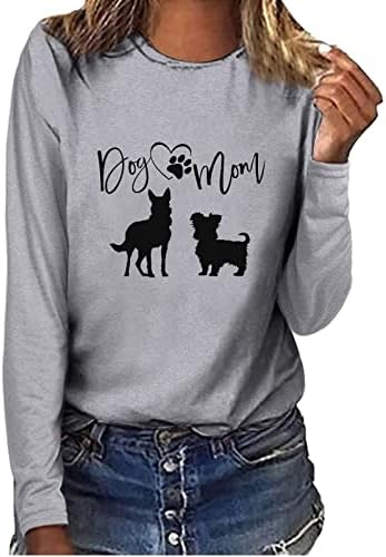 Femei Noutate pentru câini casual Casual tops alfabeturi amuzante imprimate pentru câini mamă hanorace cu gât rotund cu mânecă