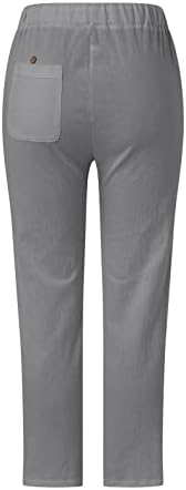 Pantaloni de lenjerie pentru femei pantaloni șic lateral goliți conici Harem Pantaloni Casual Capri din in boho pantaloni de plajă de vară cu buzunare