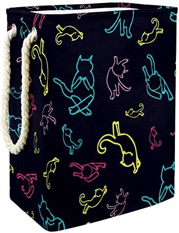 Inhomer drăguț model de pisică Multicolor 300d Oxford PVC haine impermeabile împiedică coș mare de rufe pentru pături jucării