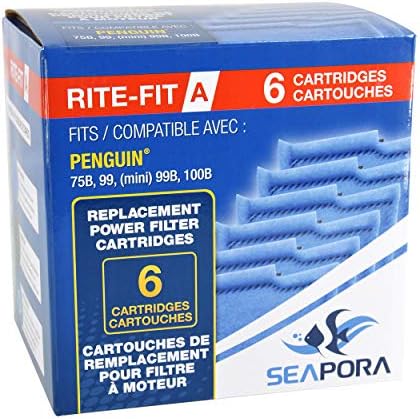 Seapora Rite-Fit a cartușe pentru filtre de putere Penguin-75B / 99 / 99B / 100B - 6 buc