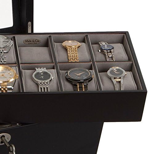 Mele & Co. Royce Locking Glass Top Cutie de ceas din lemn în Java Finish