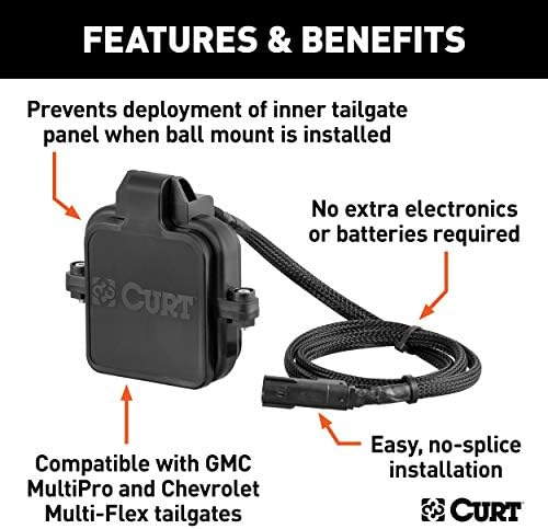 Curt 58266 Protector GMC Multipro, senzor de hayon multi-flex Chevy pentru accesorii de remorcare, capac de cârlig de 2-1/2