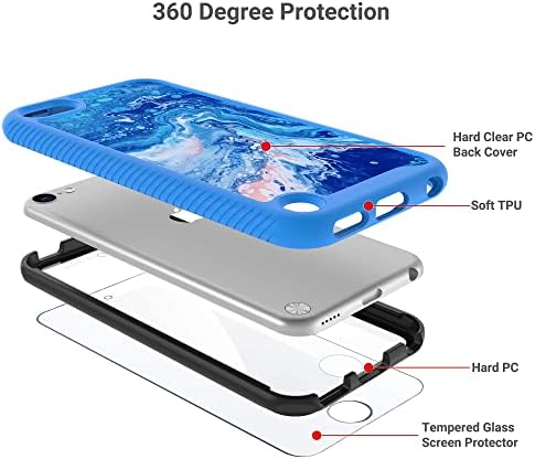 Carcasă Ulak Ipod Touch 7, Ipod Touch 6, iPod Touch 5 Carcasă cu protector de ecran, protecție grea Hybrid Hybrid Cover pentru