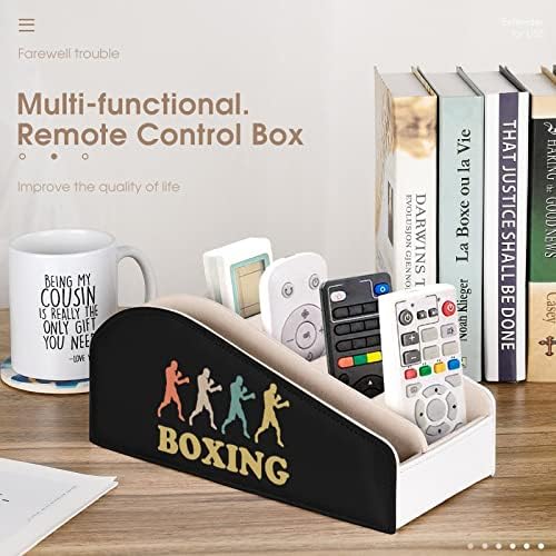 Box Retro Boxing PU Cutie de depozitare din piele PU Organizator desktop multi-funcțional pentru suporturi de la distanță TV