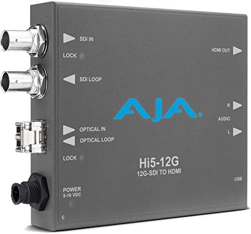 AJA HI5-12G-R 12G-SDI la HDMI 2.0 Mini-convertor cu receptor de fibră