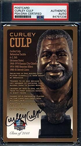 Curley Culp PSA ADN semnat Hall of Fame bronz Bust carte poștală autograf-NFL tăiat semnături