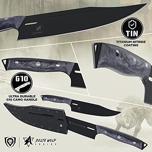 Dalstrong Delta Wolf Series Chef Knife 8 la pachet cu Delta Wolf Series Paring Knife 4 cu teacă din piele PU-acoperire cu nitrură
