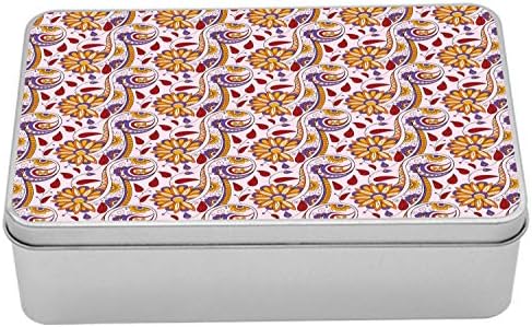 Cutie de staniu etnic din Amentan, motive persane Paisley și frunze cu motive de cultură tradițională, cutia portabilă pentru