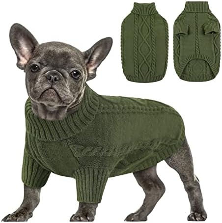 Pulover de pulover pentru câini mici regine, tricotaje de cablu cu vreme rece, haine clasice de lepuri groase pentru chihuahua,