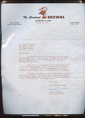 Original 1954 Cleveland Brown NFL semnat scrisoare hologramă-NBA tăiat semnături