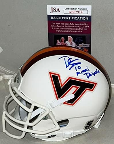 Don Strock Miami Dolphins a semnat Virginia Tech Hokies mini cască JSA-autografe NFL mini căști