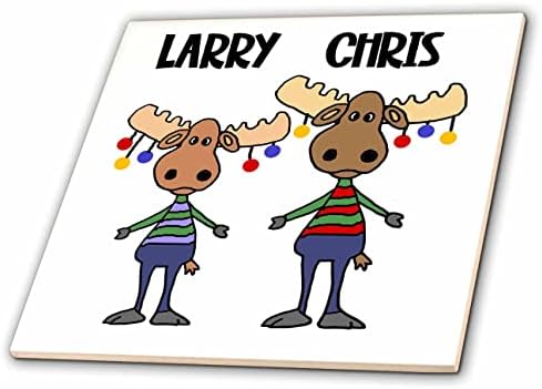 3drose amuzant drăguț Larry și Chris Moose Crăciun fericit joc de cuvinte de desene animate-gresie