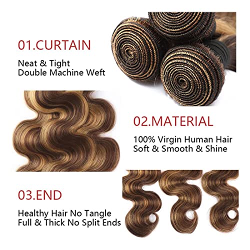 Evidențiați 4/27 pachete Body Wave Bundles real neprelucrate Virgin hair Bundles 100g / Bundle Hair Weave extensii de păr blond