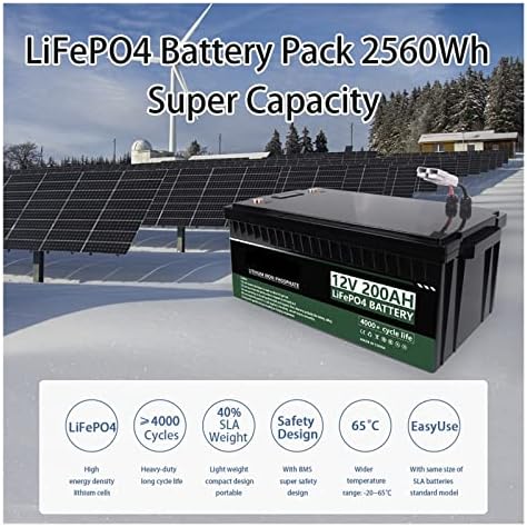 Baterie LIFEPO4 24V 200AH 2S1P 12.8V LIFEPO4 BATERIE BATERIE Litiu Iron încorporat BMS Sistem de energie solară RV Trolling