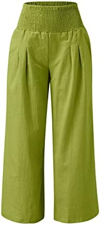 Pantaloni de lenjerie Niantie pentru femei Palazzo plus dimensiuni plus dimensiuni plus dimensiuni, tipărit de vară, baggy