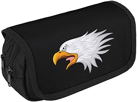 Bald Eagle Head Mascot Cascadă cu două compartimente mari buzunar Bucas Big Capacitate de depozitare Bag pentru creion pentru