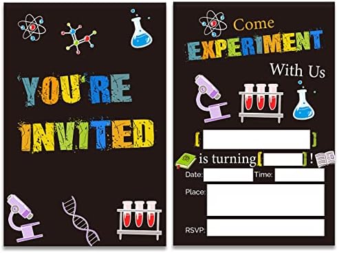 Invitații pentru petreceri de naștere științifică cu plicuri set de 20 de invitații de naștere tematică științifică