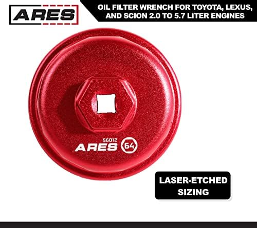 Ares 56012-64mm cheie filtru de ulei pentru Toyota, Lexus și Scion 2.0 până la 5,7 litri motoare - unitate de 3/8 inch - îndepărtați
