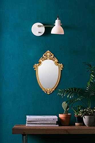 Oglindă decorativă de perete OMIRO în formă de scut auriu, 16 L x 11 W