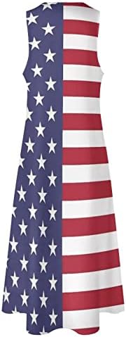 4 iulie Maxi rochie pentru femei vrac Casual Vara Boho Rochie Fără mâneci V-Neck rochie steag american flowy Beach Rochii