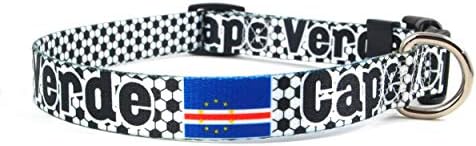Guler pentru câini | Fotbal | Futbol | Flag Cape Verde | Xtra mare, mare, mediu, mic, extra mic | Fabricat în SUA | Cadou pentru