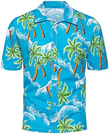 XXBR Tricouri hawaiiene masculine cu mânecă scurtă tropicală arbore tropical buton de imprimare în jos topuri vintage vara