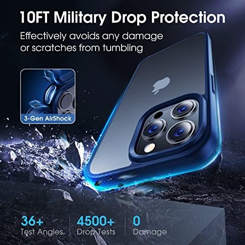 CASEKOO [SGS testat] nou mat albastru iPhone 14 Pro caz [10ft Mil-grad de Protecție] Anti-Amprente & amp; anti-zero durabil