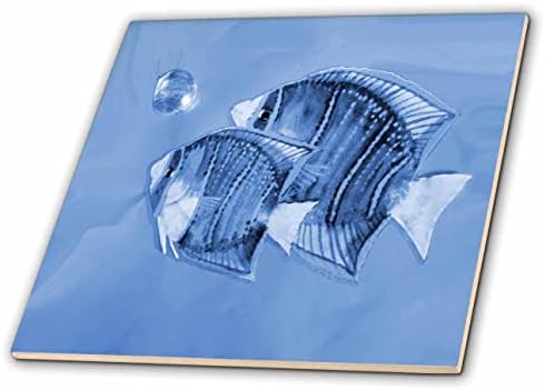 Imagine 3dRose de Mama și copilul de pește cu bule toate în albastru-gresie
