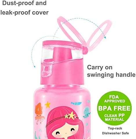 Sticlă de băut apă pentru copii de 13 oz - fără BPA, gură largă, capac Chug, sticlă de apă ușor deschisă, ușoară, rezistentă