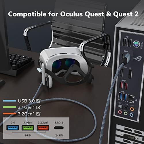 Pentru Oculus Quest 2 Link Cablu16.4ft Oculus Link Cablu de încărcare rapidă și transfer de date de mare viteză Nylon împletit USB 3.0 la cablu USB C Compatibil cu Oculus/Meta Quest 2 VR Casii PC Steam VR