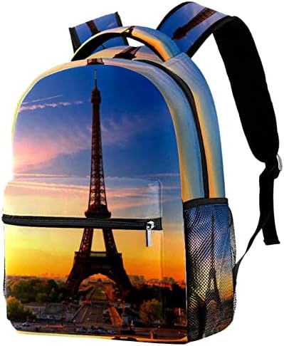 Rucsac pentru Laptop Adamion pentru femei Fete Turnul Eiffel Sunset geantă elegantă Casual Daypack, Geantă de călătorie Business