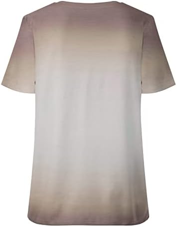 Mânecă scurtă Annhoo pentru fete adolescente de vară, de toamnă, gât gradient bluze grafice cu dungi tricouri juniori haine