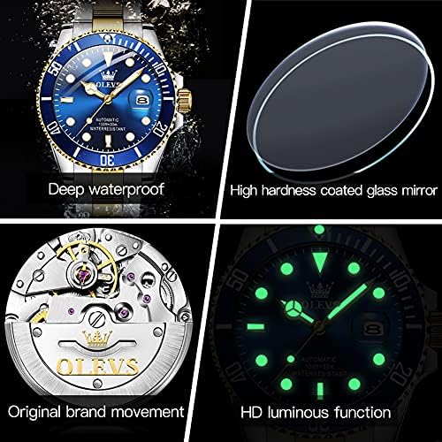 OLEVS ceasuri automate pentru bărbați ceas pentru bărbați Sliver Aur din oțel inoxidabil pentru Bărbați Ceasuri de mână impermeabile