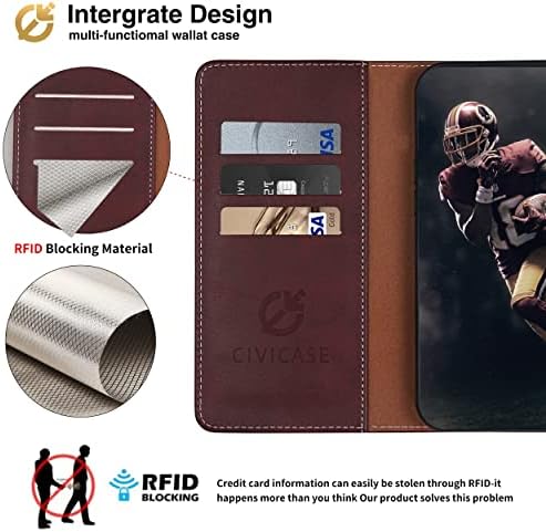 CIVICASE pentru Husă portofel iPhone 12 Pro Max ,Husă Flip din piele Premium [blocare RFID] suport pentru Card de Credit Suport