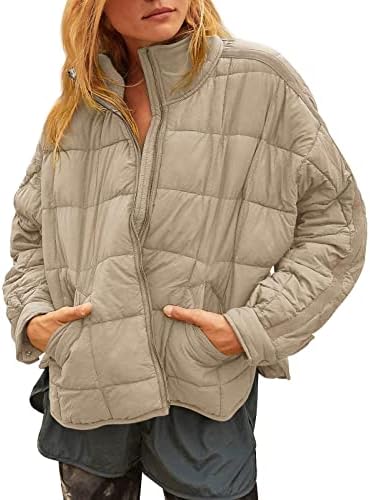 Jacheta ușoară pentru femei Puffer cu mânecă completă cu mâneci lungi, ambalabilă haina casual de iarnă, de iarnă, încălțăminte