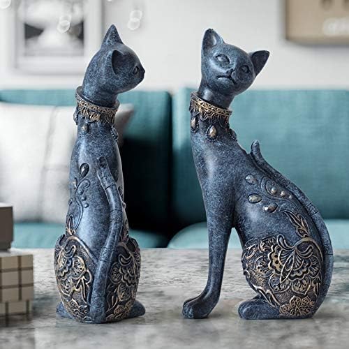 Walnuta Figurine Cats Statuie de rășină decorativă pentru decorațiuni pentru casă European Creative Creative Cadou Animal Figurină