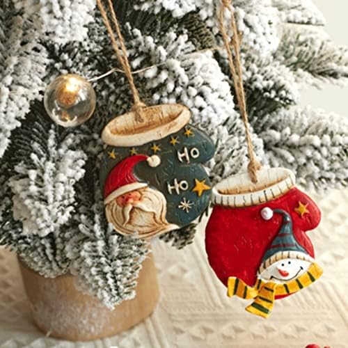 Ghânturi în aer liber Decorații de Crăciun retro din rășină Pandantiv Old Man Snowman Arbore de Crăciun Mănuși mici Charm Placă