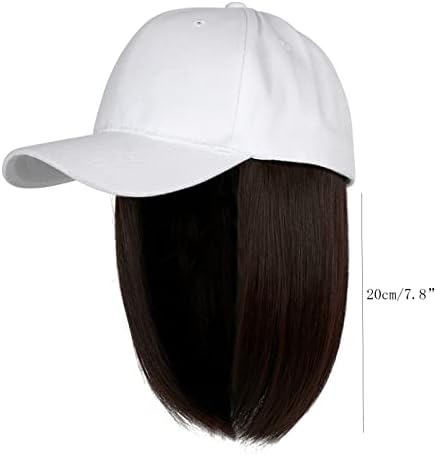 Pălărie de soare pentru femei șapcă de baseball cu extensii de păr drepte coafură scurtă bob bob detașabil de peruci amovibile